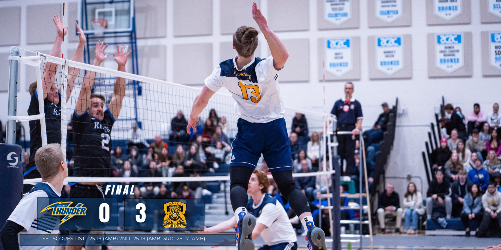 Concordia Men's Volleyball Bested by Ambrose University in Three Sets